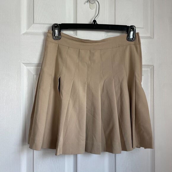 Tan pleated tennis mini skirt academic academia university preppy university - Picture 1 of 5